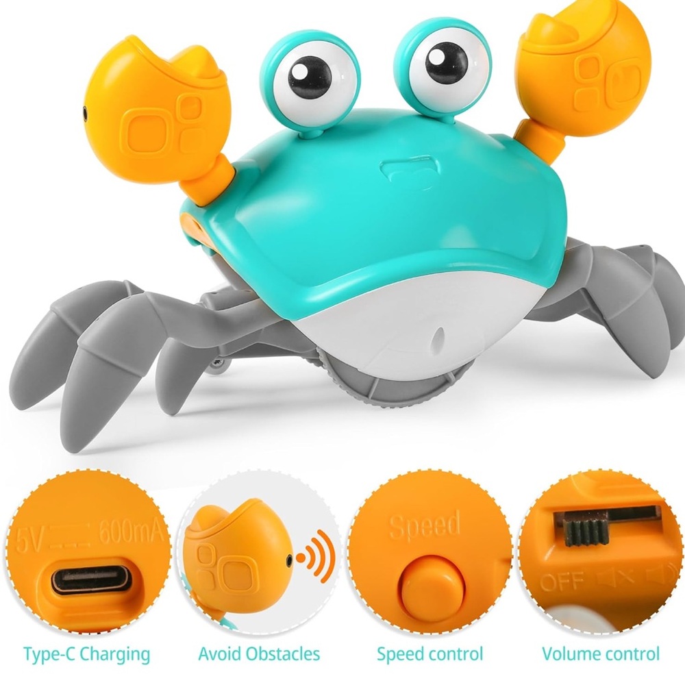 Moving Interactive Crab Toy with Orange and Gray Features